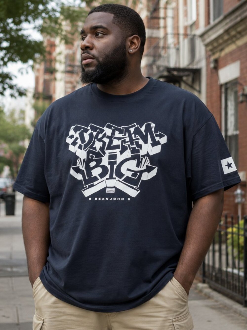 Sean John Dream Big Graphic Tee 3XB Big & Tall Black Y2K Streetwear